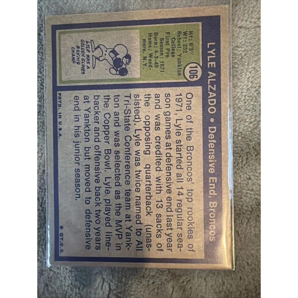1972 Topps - Lyle Alzado #106 (RC)